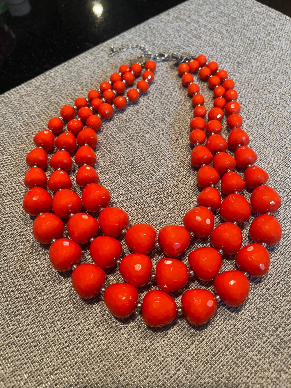 Bold orange Multi-Strand Beaded Statement Necklace